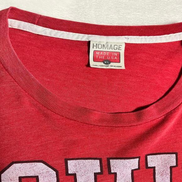 Retro Homage Ohio State T-Shirt Mens XL Red White OSU Buckeyes Single Stitch 90s - Picture 3 of 9